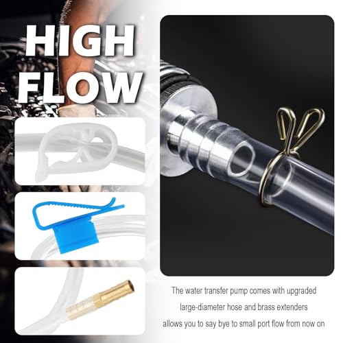 Gas Siphon Pump for Gasoline with 6.5Ft Fuel Siphon Hose,Enlarged Caliber Gas Syphon Hand Pump for Oil,Water,Professional Fuel Siphons Pumps Kit with Clip,Extension Nozzle