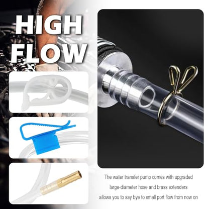 Gas Siphon Pump for Gasoline with 6.5Ft Fuel Siphon Hose,Enlarged Caliber Gas Syphon Hand Pump for Oil,Water,Professional Fuel Siphons Pumps Kit with Clip,Extension Nozzle