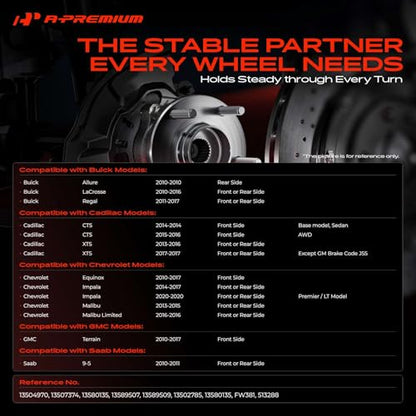 A-Premium 2 x Wheel Bearing and Hub Assembly with 5-Lug | Compatible with Chevrolet Equinox, Malibu, Impala & GMC Terrain & Buick Lacrosse, Regal, Allure & Cadillac CTS & Saab 9-5