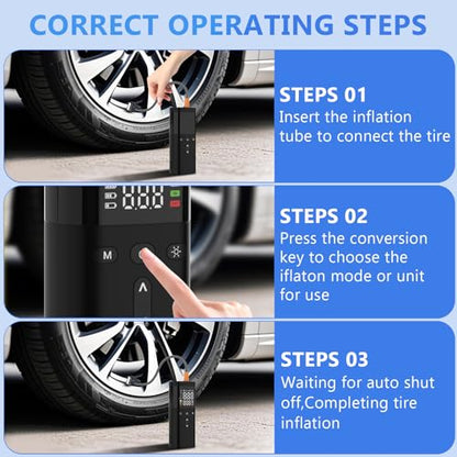 Tire Inflator Portable Air Compressor,25000mAh and 150PSI Air Pump for Car Tires, 5X Faster Portable Air Pump with Digital Pressure Gauge for Cars, SUV, Bike & Motorcycle Tires, Ball,Etc.