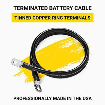 Spartan Power Black 3 Foot, Battery Cable, Negative Only 3/8" M10 Made in USA - color: 1/0 AWG-BLACK-3/8", size: 3-FT