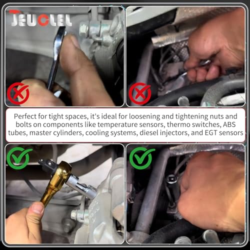12mm 3/8" Drive Diesel Injector Fuel Line Socket, Flare Nut Wrench | Fastener Bent Pipes, Wired Temperature Sensors, EGT Sensor, Thermo Switches, ABS Tubes, Strut Nut Extractor - size: 12mm