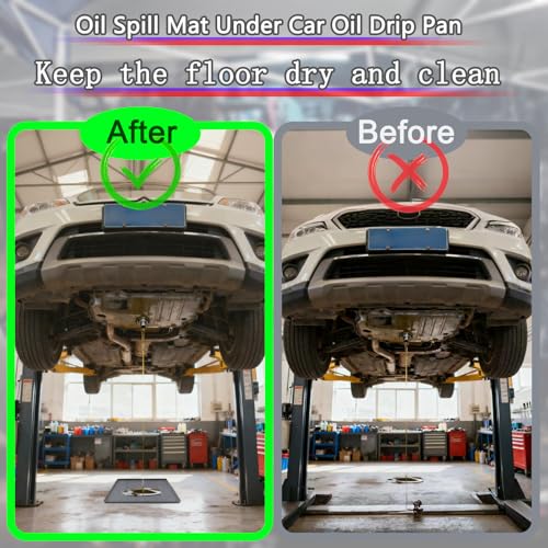 27''×27'' Garage Floor Mat Drip Tray, Oil Spill Mat Under Car Oil Drip Pan, Soft Silicone Pad With Raised Edge, Driveway Pad Liquid Leaks Non-Slip No Splatter for Auto & Home Floor Protection（Grey)