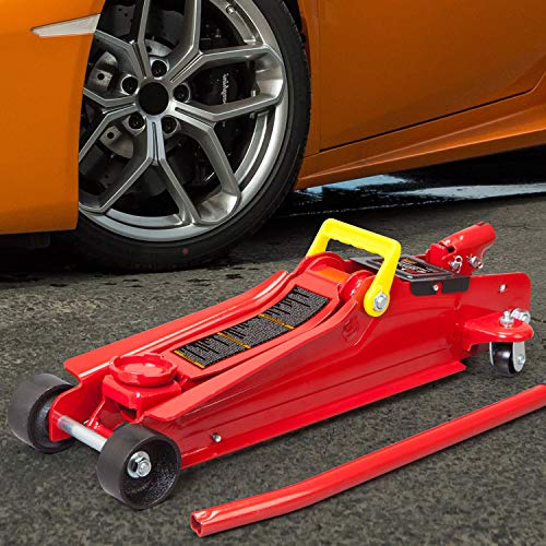 Big RED T825051 Torin Hydraulic Low Profile Trolley Service/Floor Jack with Single Piston Quick Lift Pump, 2.5 Ton (5,000 lb) Capacity, Red - size: 2.5 ton