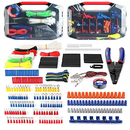 WORKPRO Crimping Tool Kit with 582PCS Heat Shrink Wire Connectors | Electrical Wire Terminals for AWG 22-10, 3-in-1 Wire Strippers Cutters & Crimpers, Electrical Repair Kit with Storage Case