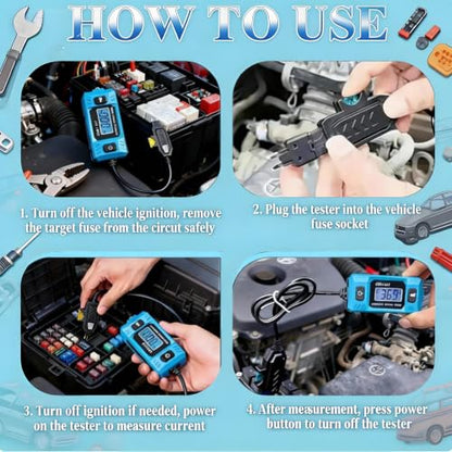 Automotive Circuit Fault Probe Tester, Automotive Current Draw Tester Max 48V, 0.01A~19.99A Car Auto Circuit Fault Probe Tool