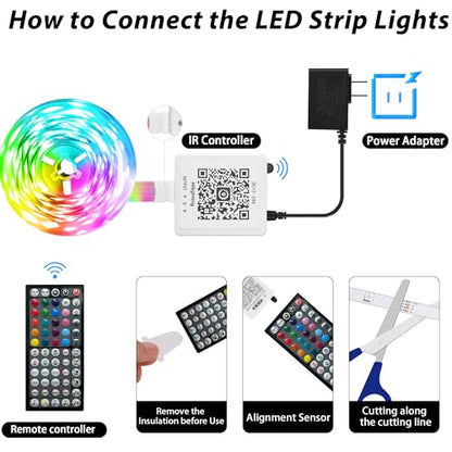 Ledagic 150 ft LED Lights for Bedroom Music Sync RGB LED Strip Lights with APP & Remote Control LED Lights for Room Home Party Christmas Wall Decor (2 Rolls of 75ft) - size: 150ft