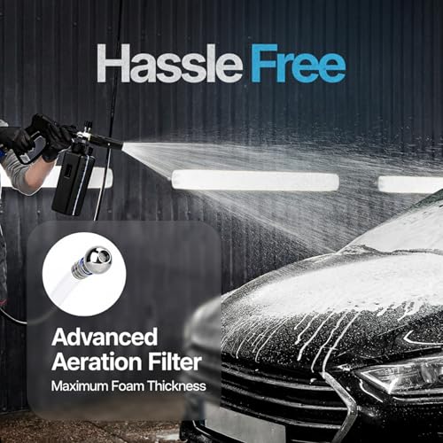 Foam Cannon for Pressure Washer, Thick Snow Foam, 1/4'' Quick Connect, 1.1mm Orifice Soap Cannon, Adjustable Foam Blaster for Car Detailing, Wide Mouth Bottle