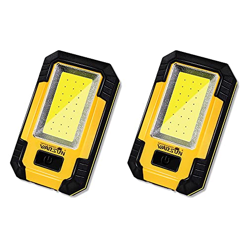 WARSUN 2PC Led Work Light Rechargeable Portable Magnetic Work Light 30w 1200 Lumens Job Site Lighting for Camping Car Repairing,Yellow - color: Yellow+Yellow