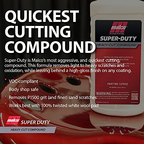 Malco Super Duty Heavy Cut Compound - Professional Cutting, Polishing and Finishing Compound/for Auto Paint Correction, Detailing and Buffing / 1 Gallon (127601) - size: 1 Gallon