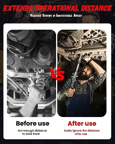 QUICKWOLF Wrench Extender Tool and Wrench Extender Tool Bar, Universal Wrench Extension Tool for Mechanics and Automotive Repairs with 1/2 Inch Hole