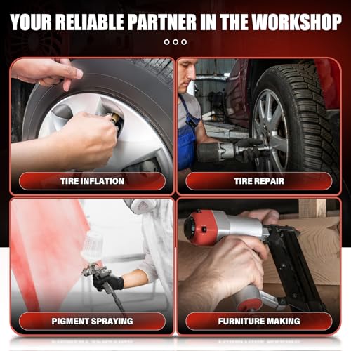 Portable Air Compressor with 3 Gallon Steel Tank, 1.15 HP 2.2 CFM @ 90 PSI, 116 Max PSI Oil-Free Air Compressor for Garage, Home Use, Tire Inflation, Nail Gun, DIY Projects,110V - style: 3Gallons