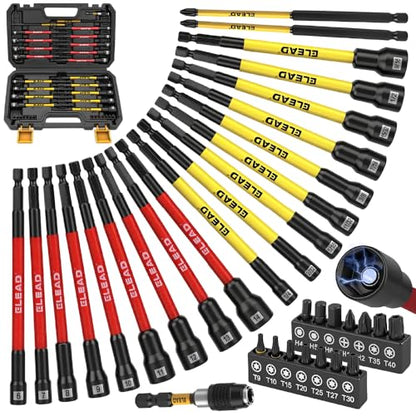 Magnetic Nut Driver Bit Set, 35-Piece Extra Long Nut Driver Set for Impact Drill, Metric & SAE, PH1 & PH2 Screwdriver Bits 1/4 Drive Shank Adapter Extension, Durable for Professional Projects - style: 35-Piece Nut Driver Set