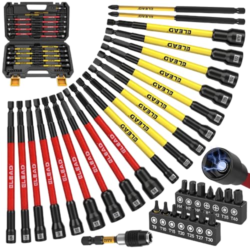 Magnetic Nut Driver Bit Set, 35-Piece Extra Long Nut Driver Set for Impact Drill, Metric & SAE, PH1 & PH2 Screwdriver Bits 1/4 Drive Shank Adapter Extension, Durable for Professional Projects - style: 35-Piece Nut Driver Set