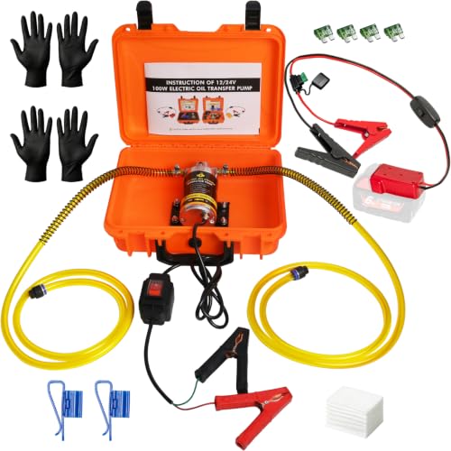 100W Electric Oil Change Extractor Pump, 1-4L/min Oil Transfer Pump for Engine/Transmission/Gear Oil Change, Compatible with Milwaukee M18 Battery(Oil Pump-B+Red Adapter) - color: Oil Pump-B+Red Adapter