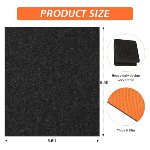 8.5 X 6.6 Ft Heavy Duty Oil Spill Mat, Garage Floor Mat for Under Car, 1/4inch Thicked Waterproof Rubber Backing Mat Protect Floor, Reusable Oil Drip Leak Absorbent Pads (Black) - size: 6'7" x 8'6" (Rectangular)