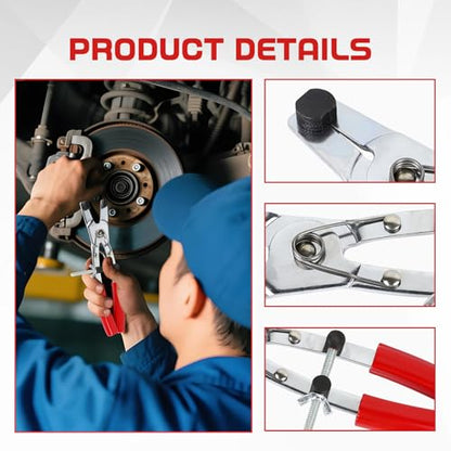 Hovom Motorcycle Brake Piston Removal Pliers, 18-44mm/0.7-1.7" Brake Piston Puller, 45# Steel Brake Piston Caliper Removal Tool, Ergonomic Repair Tool Universal for Motorbike (Red) - color: Red