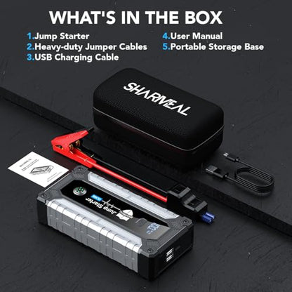 Car Jump Starter 6000A, Portable Jump Starter 12V Car Battery Booster Jump Box Pack for All Gas & 10.0L Diesel Engines with 3 Modes Flashlight and Jumper Cables (6000A) - color: 6000A