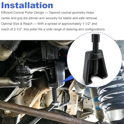 Heavy-Duty Conical Pitman Arm Puller Replace 8150 for Cars & Light Trucks, 3/4-16 Forcing Screw, Steering Removal Tool