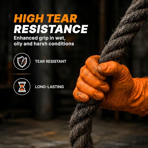 TitanFlex Heavy Duty Industrial Orange Nitrile Gloves, 8-mil, Gloves Disposable Latex Free with Raised Diamond Texture Grip, Powder Free, Rubber Glove, Mechanic Gloves,100-ct Box (XL) - color: 02 8mil (100ct), size: X-Large