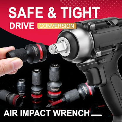 Geinxurn 2PCS Impact Screwdriver Bit Holders, 1/2-Inch Square Drive to 1/4-Inch Quick Release Hex Socket Adapter for Impact Wrench - size: 2pcs-1/2"