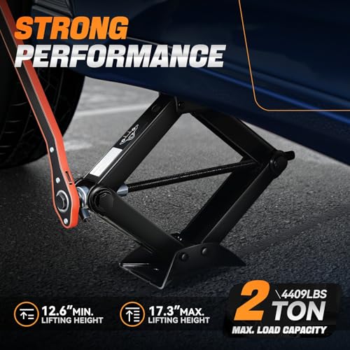 Auto Dynasty Car Jack Kit, 2 Ton Scissor Jack with Lug Wrench, Heavy Duty Portable Auto Emergency Tire Changing Tool for Sedans, SUVs, MPVs, Auto Repair, Car Accessories