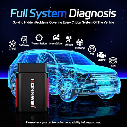 KONNWEI OBD2 Scanner Bluetooth - Full System Diagnostic Tool w/Bi-Directional Control, Oil/EPB/DPF/BMS Reset、TPMS Read for 40+ Vehicles, No Subscription, Lifetime iOS Android App, Storage Box Included