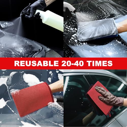 Clay Mitt Auto Detailing 2 Pack, Fine Grade Microfiber Car Clay Bar Mitt, DIY Detail Tool & Kit Car Detailing Alternative (Red) - color: Red, size: 2 Pack