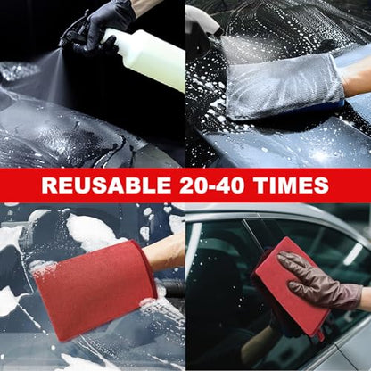 Clay Mitt Auto Detailing 2 Pack, Fine Grade Microfiber Car Clay Bar Mitt, DIY Detail Tool & Kit Car Detailing Alternative (Red) - color: Red, size: 2 Pack