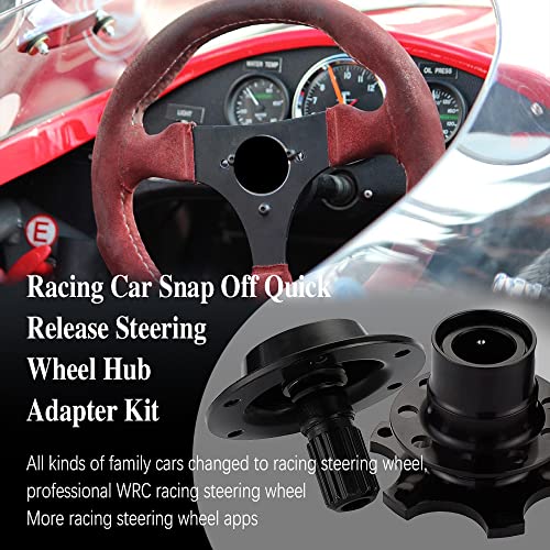 ASUBHA Steering Wheel Quick Release, Universal Steering Wheel Snap Off Quick Release Hub Adapter Boss Kit With 6-hole Steering Wheel Hub, 6 Hole Snap off Boss Kit for Race/Rally/Motorsport