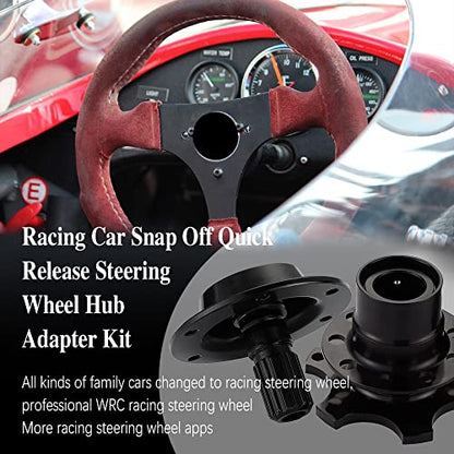 ASUBHA Steering Wheel Quick Release, Universal Steering Wheel Snap Off Quick Release Hub Adapter Boss Kit With 6-hole Steering Wheel Hub, 6 Hole Snap off Boss Kit for Race/Rally/Motorsport