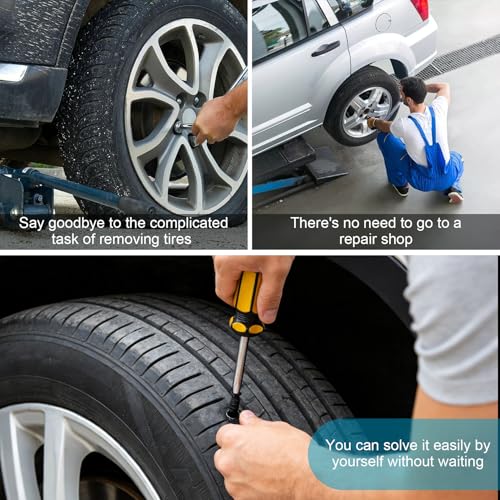 100PCS Tire Repair Rubber Screws, Self-Service Puncture Repair Tool | For Car Truck Motorcycle Tractor, Spiral Rubber Nails with Storage Box, Easy to Use, Includes Screwdriver