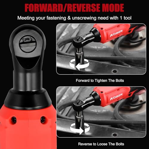 AOBEN 20V 3/8" Cordless Ratchet Wrench Kit, 60 Ft-lbs Brushless Electric Power Ratchet with Variable Speed, 2X2000mAh Lithium-Ion Battery, Charger, 8 Deep Sockets, 1/4" Adaptors, 6" Extension Bar - style: AB733-2D