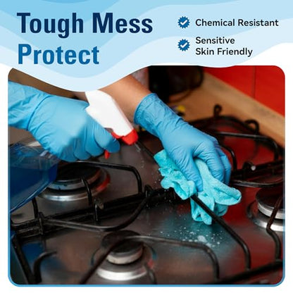 SWIFTLITE Food Safe Disposable Gloves, Blue Nitrile Rubber Gloves, Latex-Free Powder-Free for Food Prep, Cooking, Cleaning - size: Medium