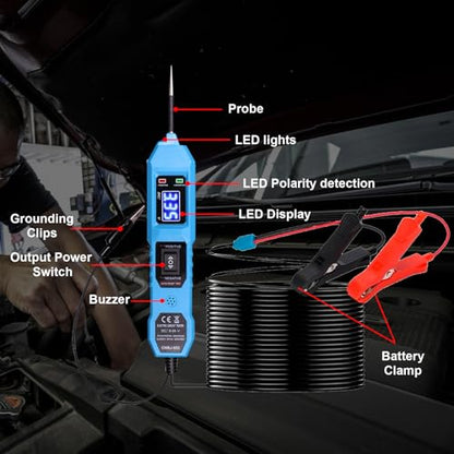 Automotive Power Circuit Probe Tester 3.5-36V DC,6-in-1 Automotive Circuit Tester with Blue Backlit LCD,Overload Protection & 14.7FT Cable,Test Light for Car Truck Motorcycle Boat Trailer(Blue) - style: Blue Set