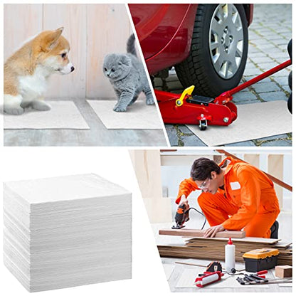 Timgle 250 Pcs 10 x 13 Inch Oil Absorbent Pads Oil Mat with Dispenser Box Oil Soak Pads Oil Spill Mat for Home Garage Basement