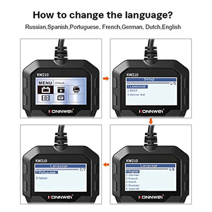 KW210 12V Automotive Car Battery Tester Digital Multi Language Analyzer Tester Tool
