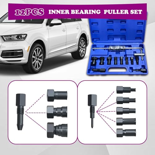 12PCS Blind Hole Collet Bearing Puller Set, Internal Bearing Extractor Puller Kit, Slide Hammer Bearing Puller Set with Expandable Collets 8-32MM Insert Bearing Remover Tool Set