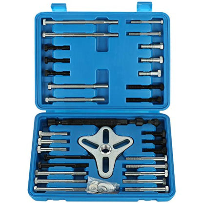 46 Pieces Steering Wheel Puller Kit, Use with Harmonic Balancers, Crankshaft Pulleys and Gears, Work on Most Cars, Pickups, SUVs