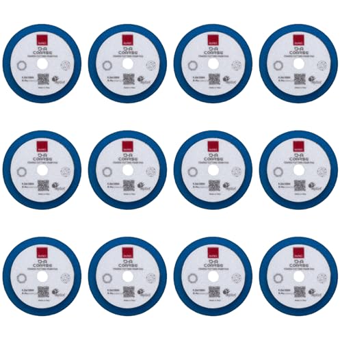 RUPES 9.DA100H Pack of 12 Blue D-A Coarse Cutting Foam Pads 100mm | Compatible with 4" Backing Plate | Ideal for Paint Correction | Mild to Severe Defect Removal - size: Coarse 100mm, style: Pack of 12