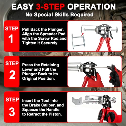 Quick Brake Caliper Compression Tool for Dual Piston Disc Brake Calipers | Heavy Duty Brake Piston Compressor for Brake Pad Replacement on Most Cars, SUVs & Light Trucks - size: Dual Brake Pad Spreader