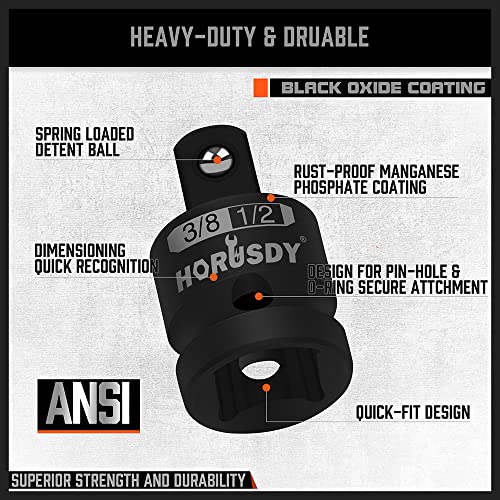 HORUSDY 5-Piece Impact Socket Adapter and Reducer Set, 1/4-Inch Hex Shank Socket to Drill Adapter 1/4", 3/8", and 1/2" Impact Driver Adapter for Power Drill & Impact Driver - style: 5-PCS Adapter Set