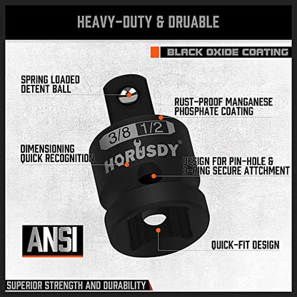 HORUSDY 5-Piece Impact Socket Adapter and Reducer Set, 1/4-Inch Hex Shank Socket to Drill Adapter 1/4", 3/8", and 1/2" Impact Driver Adapter for Power Drill & Impact Driver - style: 5-PCS Adapter Set