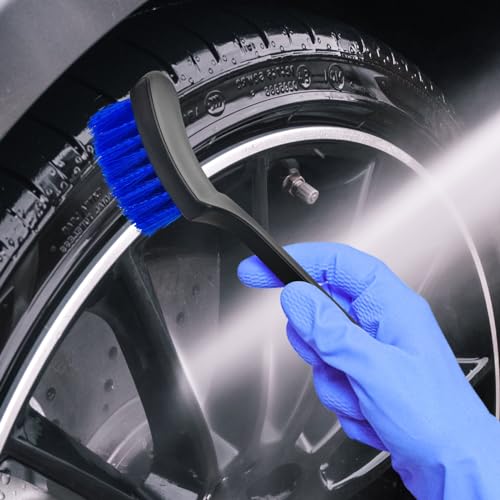 Car Cleaning Brush,Tire Brush,Cleaning Brush, Tire Brushes for Cleaning Rims Cleaning Brushs for Car Interior and tire (Blue+Black) - color: Blue+black