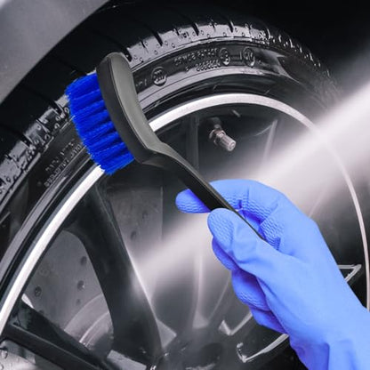 Car Cleaning Brush,Tire Brush,Cleaning Brush, Tire Brushes for Cleaning Rims Cleaning Brushs for Car Interior and tire (Blue+Black) - color: Blue+black