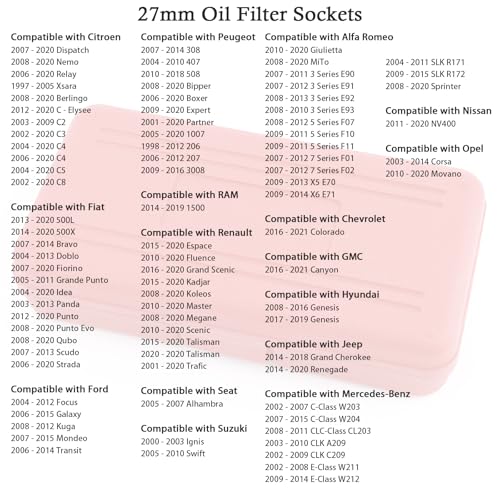 7PCS Oil Filter Socket Set,3/8" Drive 24mm,27mm,29mm,30mm,32mm,36mm,38mm Oil Filter Sockets Compatible with BMW GMC Ford Toyota,Aluminum Alloy Oils Filters Removal Tool Set