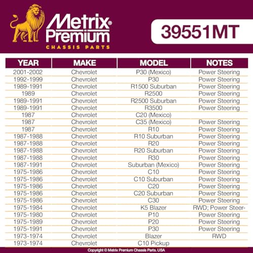 Metrix Premium Chassis Parts Pitman Arm Fits Chevrolet P30 (Mexico) 01-02 | Chevrolet P30 92-99, R1500 Suburban 89-91, GMC P15/P1500 Van 73-74, P25/P2500 Van 73-74, Replacement K6143, Made in Europe - size: K6143
