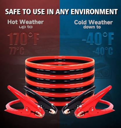Heavy Duty Jumper Cables, Booster Cables 1 Gauge 25Feet 900AMP Automotive Jumper Cables Kit for Car, SUV, and Trucks with Professional Clamps and Carrying Bag