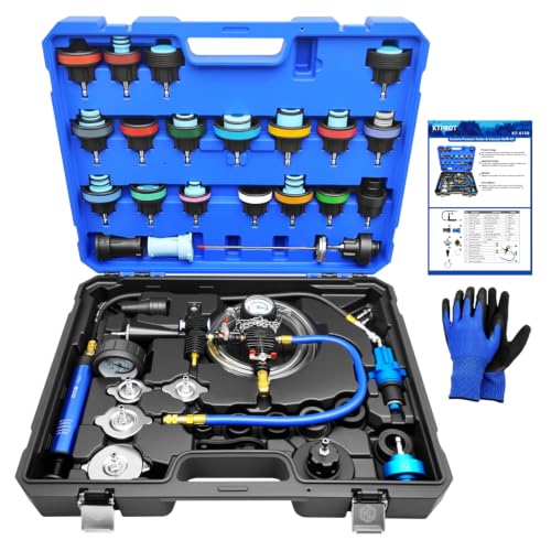 45Pcs Radiator Pressure Tester Kit, Coolant Pressure Tester and Vacuum Refill Kit for Automotive Cooling System Water Tank Leakage Detection