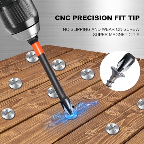 10-Pack Phillips Bits #2 Impact, 4-Inch Long Magnetic Phillips Head Drill & Screwdriver Bits, PH2 Premium S2 Steel 1/4" Hex Shank for Impact Drivers, Professional & DIY Use - color: 4'' Ph2 10-pcs